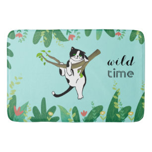 Wild Time Greenery Safari Kitty Cat Badmat