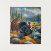 Wild Tom Turkije eerste sneeuw Wandkleed (Voorkant)