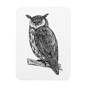 Wild Totem Animal Owl Doodle Magneet