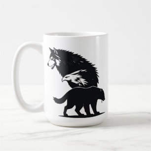 Wild Trio: Wolf, Adelaar en Beer Silhouet Koffiemok