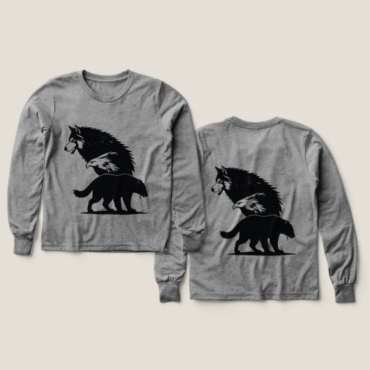 Wild Trio: Wolf, Eagle, and Bear Silhouette (Motif recto et verso)