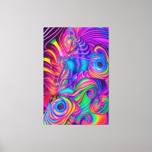 Wild Trippy Abstract Pattern Psychedelic Art Color Canvas Afdruk