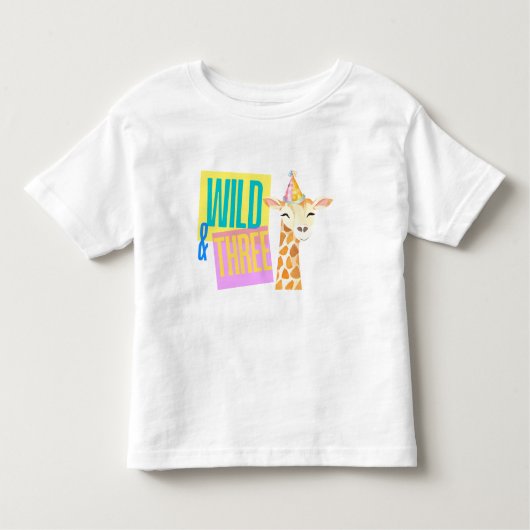 Wild & Trois 3e Giraffe T-Shirt d'anniversaire (Devant)