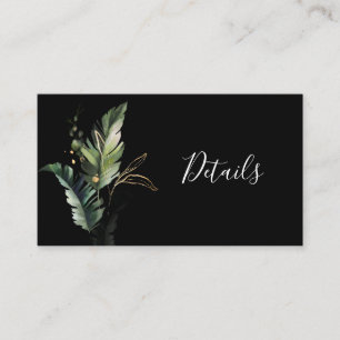 Wild Tropical Foliage Bruiloft Zwart Details Enclo Informatiekaartje