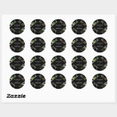 Wild Tropical Foliage Wedding Black Ronde Sticker (Vel)