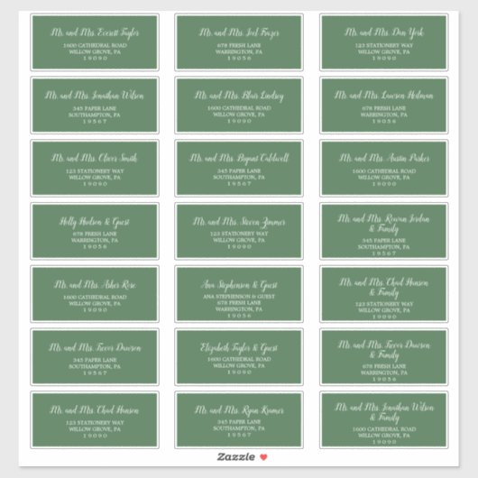 Wild Tropical Green Wedding Guest Adresetiketten Sticker (Vel)