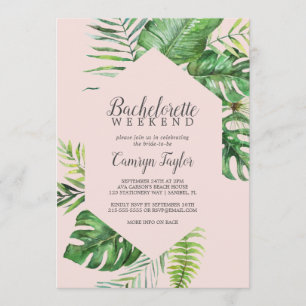 Wild Tropical Palm Blush Bachelorette Weekend Kaart