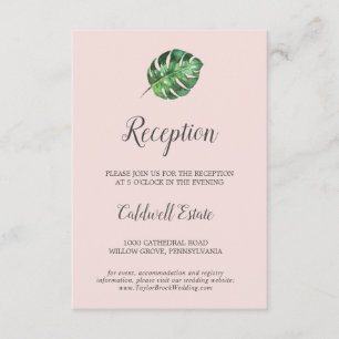 Wild Tropical Palm   Blush Receptie Kaart invoegen