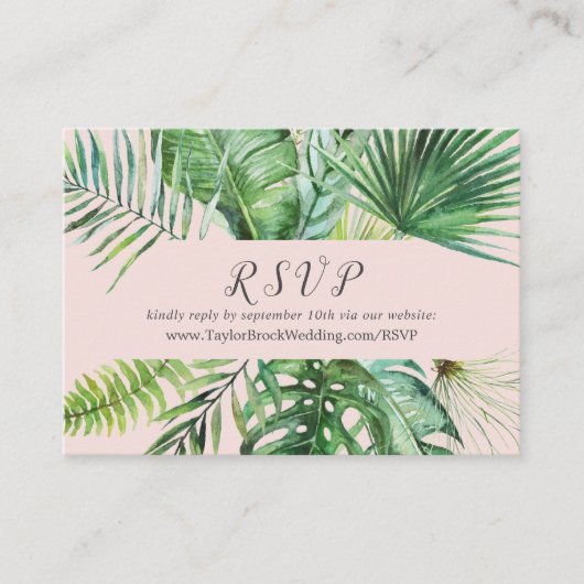 Wild Tropical Palm | Blush Weddenschap Website RSV Informatiekaartje (Voorkant)