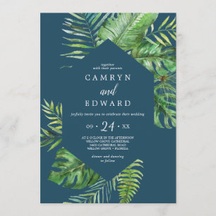 Wild Tropical Palm   Casual bruiloft bij Navy Hexa Kaart