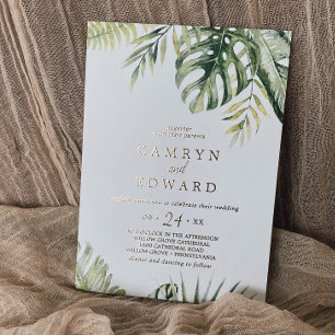 Wild Tropical Palm   Folie Casual goudolie Uitnodiging