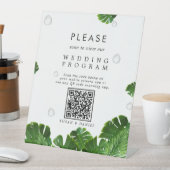 Wild Tropical Palm Leaves QR Code Trouwprogramma Reclamebord Met Voetstuk (Insitu)