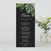 Wild Tropical Palm | Menu Zwart weddenschap (Staand voorkant)