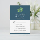 Wild Tropical Palm | Navy Song Request RSVP Card (Staand voorkant)