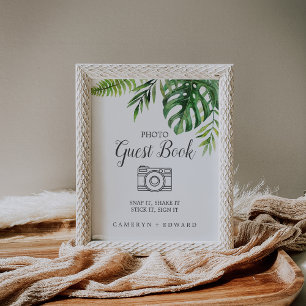 Wild Tropical Palm Photo Guest Book Sign Poster