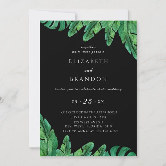 Wild Tropical Palm Wedding Invitation Save The Date (Voorkant)