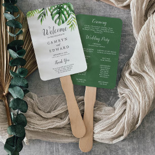 Wild Tropical Palm Wedding Programme Fan Handwaaier