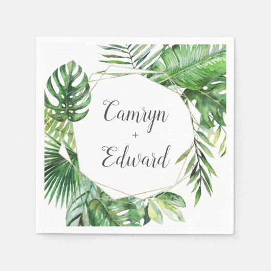 Wild Tropical Palm Wedding Reception Servet (Voorkant)