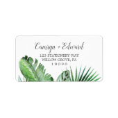 Wild Tropical Palm Wedding RSVP Adresetiketten Etiket (Voorkant)