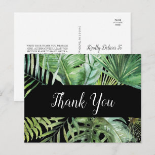 Wild Tropical Palm   Zwart bedankt Briefkaart