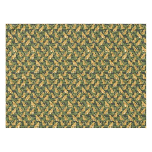 Wild Tropical Safari Leopard Oerwoud Palms Tafelkleed (Voorkant (Horizontaal))
