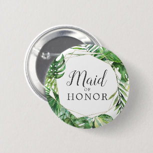 Wild Tropisch Palm Maid of Honor Vrijgezellenfeest Ronde Button 5,7 Cm