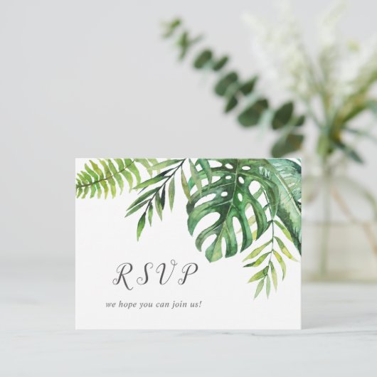 Wild Tropisch Palm Menu Keuze RSVP-Briefkaart (Staand voorkant)