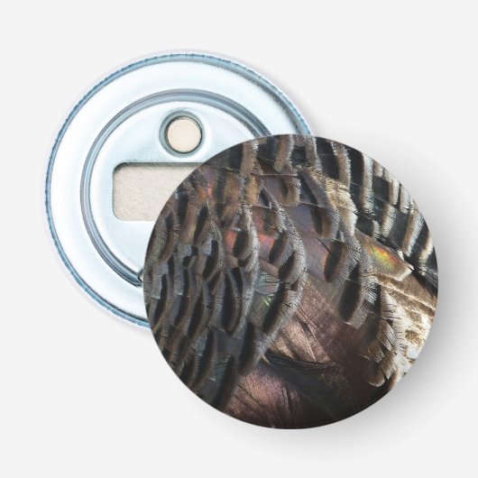 Wild Turkey Feathers I Abstract Natuur Design Button Flesopener (Voorkant)