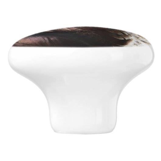 Wild Turkey Feathers I Abstract Natuur Design Keramische Knop (Zijkant)