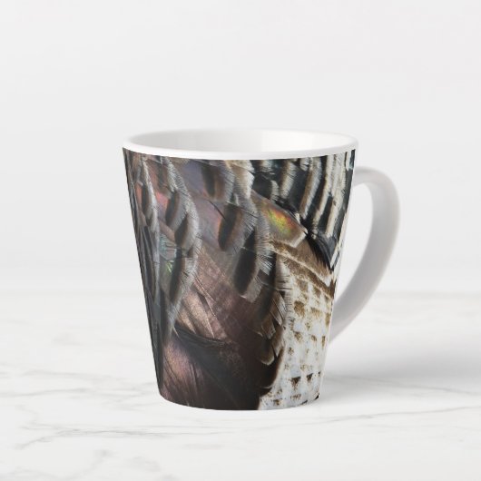 Wild Turkey Feathers I Abstract Natuur Design Latte Mok (Rechterhoek)