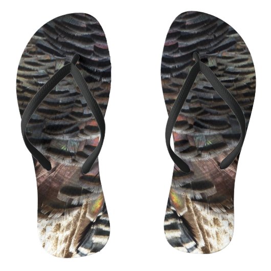 Wild Turkey Feathers I Abstract Natuur Design Teenslippers (Voetbed)