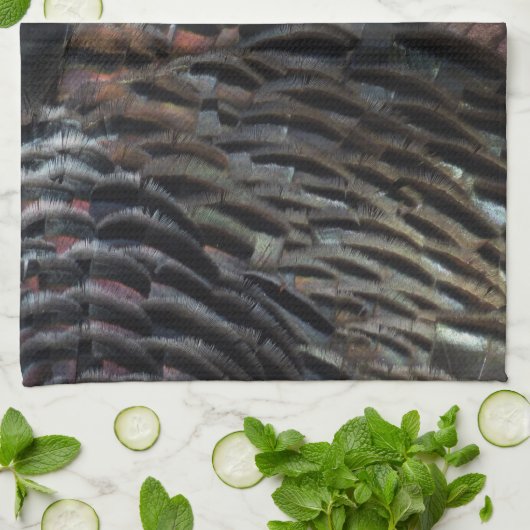 Wild Turkey Feathers I Abstract Natuur Design Theedoek (Gevouwen)