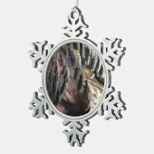 Wild Turkey Feathers I Abstract Natuur Design Tin Sneeuwvlok Ornament (Rechts)