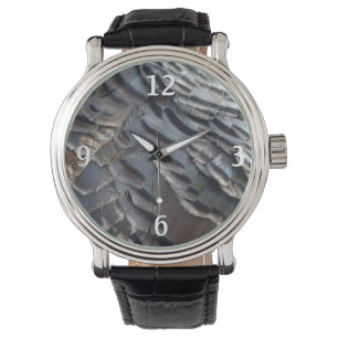 Wild Turkey Feathers II Abstract Natuur Design Horloge