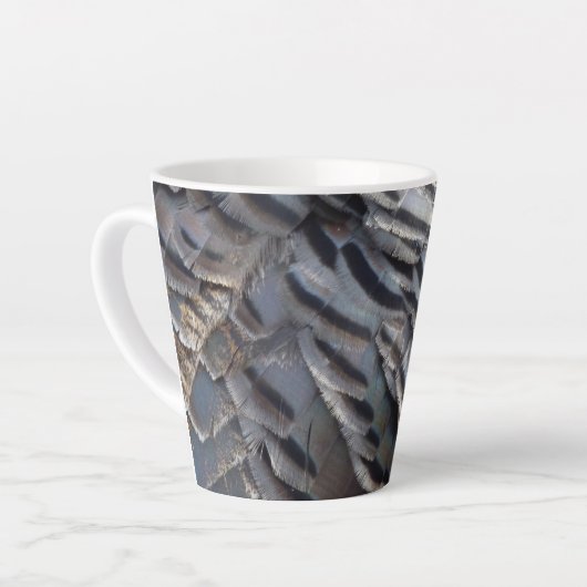 Wild Turkey Feathers II Abstract Natuur Design Latte Mok (Linkerhoek)