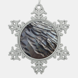 Wild Turkey Feathers II Abstract Natuur Design Tin Sneeuwvlok Ornament