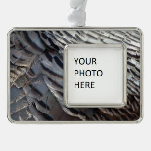 Wild Turkey Feathers II Abstract Natuur Design Verzilverd Kader Ornament