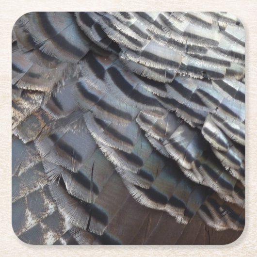 Wild Turkey Feathers II Abstract Natuur Design Vierkante Kartonnen Onderzetter (Voorkant)