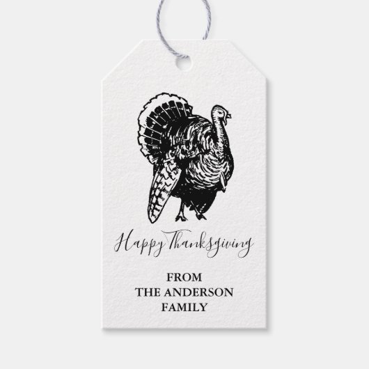 Wild Turkey Happy Thanksgiving Kraft Cadeaulabel (Voorkant)