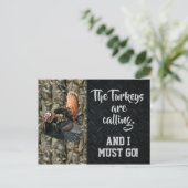 Wild Turkey Hunting Quotes Camo Post Card Briefkaart (Staand voorkant)
