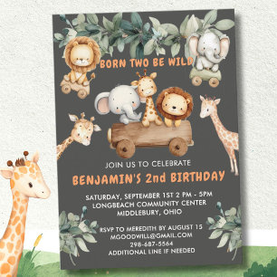 *Wild Two Jungle Safari 2e verjaardagsfeestje Kaart