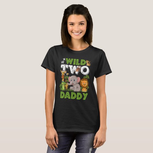 Wild Two papa Zoo Birthday Safari Oerwoud Animals T-shirt (Voorkant volledig)