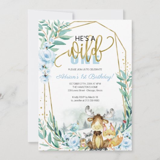 Wild Un 1er anniversaire de verdure Invitation Woo (Devant)