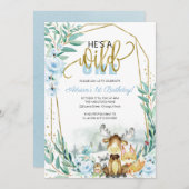 Wild Un 1er anniversaire de verdure Invitation Woo (Devant / Derrière)