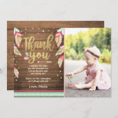 Wild Un anniversaire Carte de remerciements or ros (Devant / Derrière)