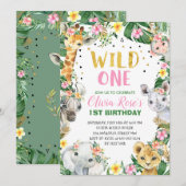 Wild Un Anniversaire Jungle Safari Invitation (Devant / Derrière)