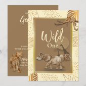 Wild un safari léopards anniversaire Invitation (Devant / Derrière)