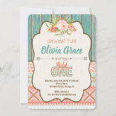 Wild une invitation 1er anniversaire fille tribale (Devant)