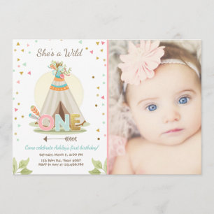 Wild Une invitation anniversaire Teepee Boho Girl