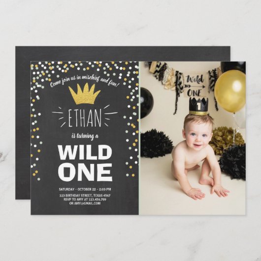 Wild Une invitation d'anniversaire Boy rustique Bl (Devant / Derrière)